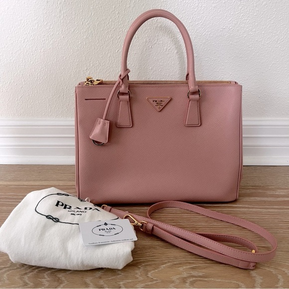 PRADA Prada Saffiano Lux Orchidea Medium Double Zip Tote Bag - Picture 2 of 16